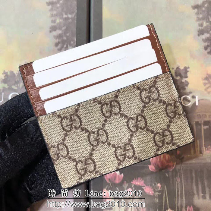 GUCCI古馳 原單 中性款 經典印花卡包名片夾 524787 啡PVC棕皮 WTG1351